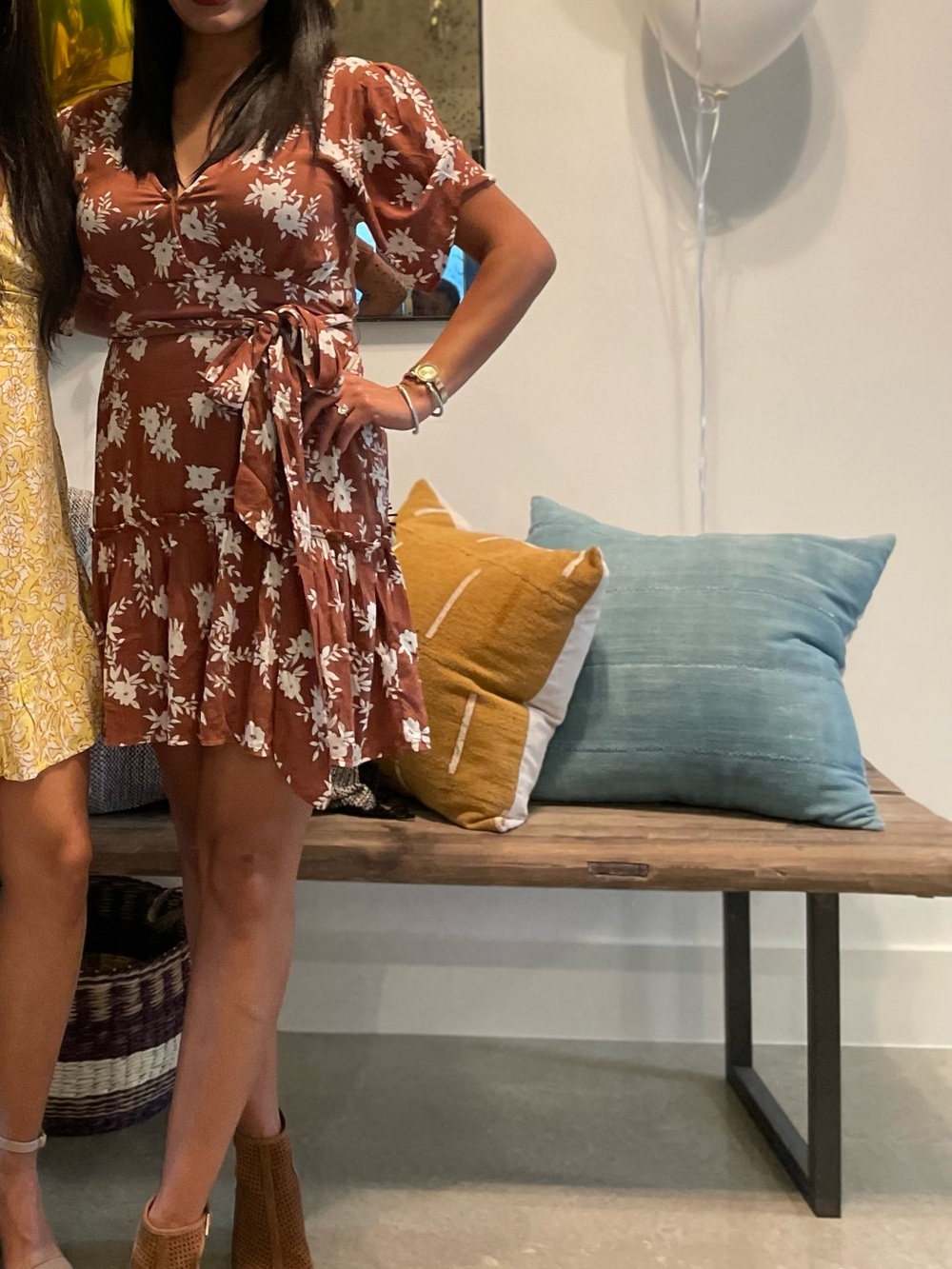Billabong Rust Brown Floral Wrap Dress ONE AND ONLY